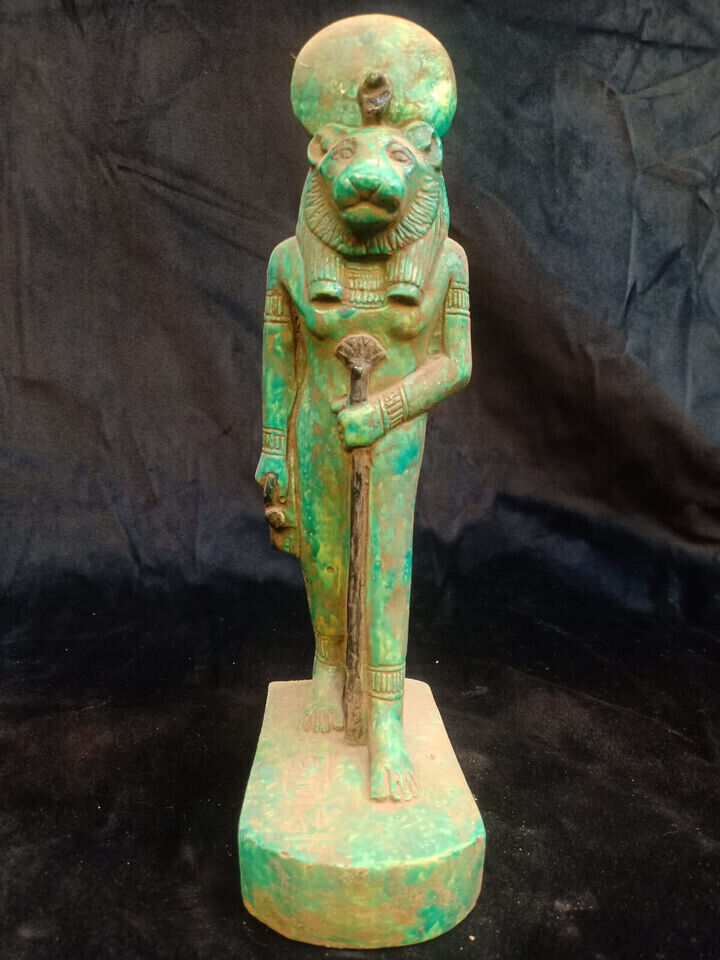 A rare antique statue of Sekhmet, an ancient Egyptian BC Egyptian goddess of war