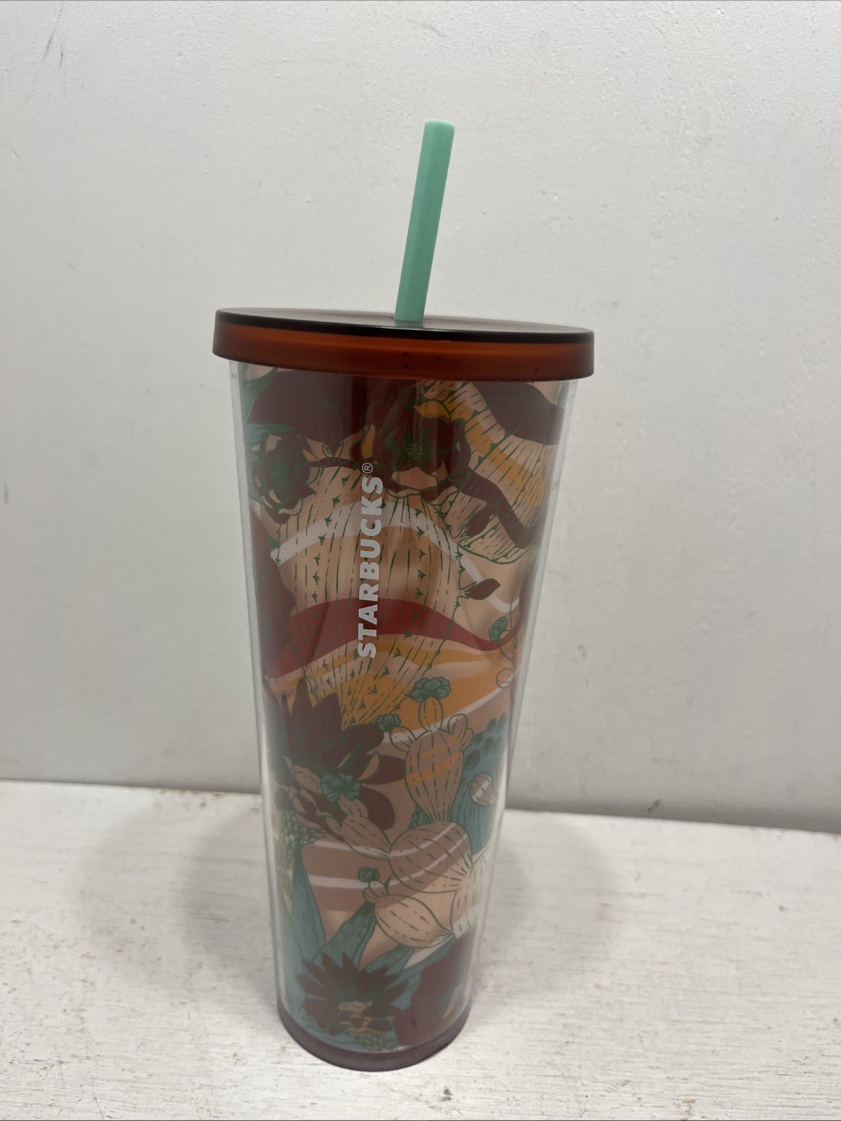 Rare 2019  Starbucks Cactus Terracotta Desert Acrylic Cold Cup Tumbler-24 oz