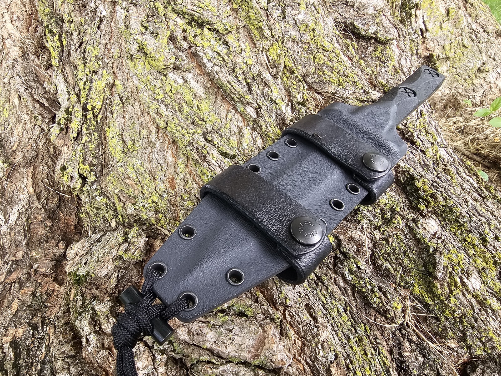 KA-BAR EK44 Custom Kydex Sheath Scout Carry, Pancake, Paracord & mini FS (Blk)