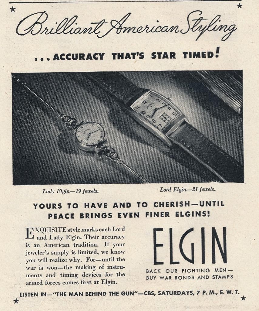 Magazine Ad - 1943 - Elgin Watches - World War 2 - (#2)
