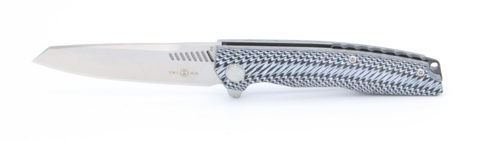 TwoSun TS16-G10 Flipper Pocket Knife Black G10 Handle Plain D2 Satin Blade TwoSun TS16-G10 Flipper Pocket Knife Black G10 Handle Plain D2 Satin Blade