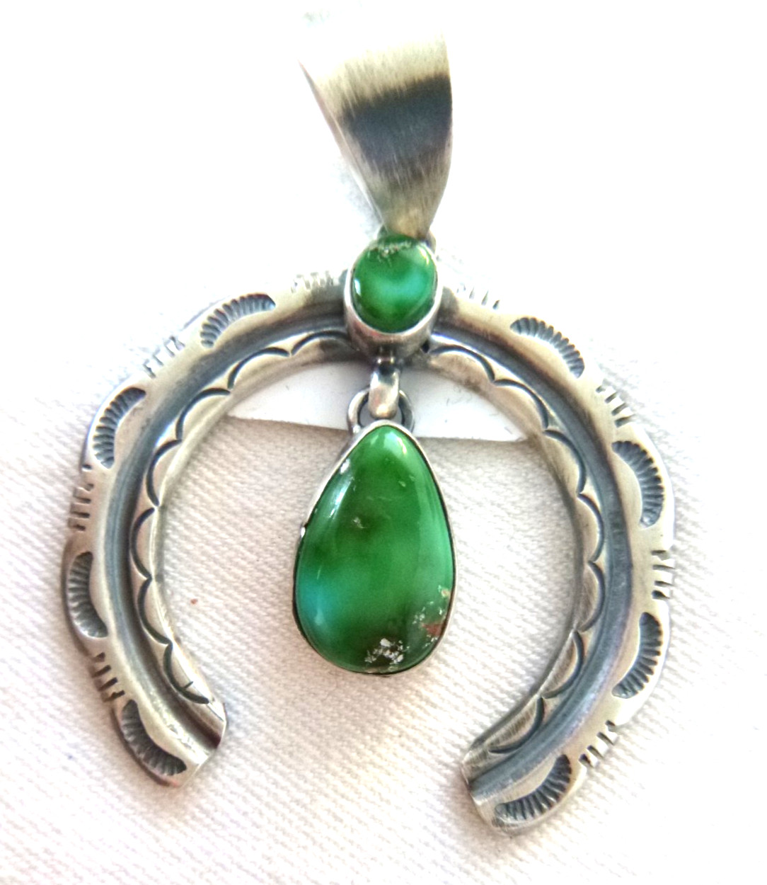 Navajo Francis Yazzie Sonoran Gold Turquoise Naja Pendant 925 Sterling Silver