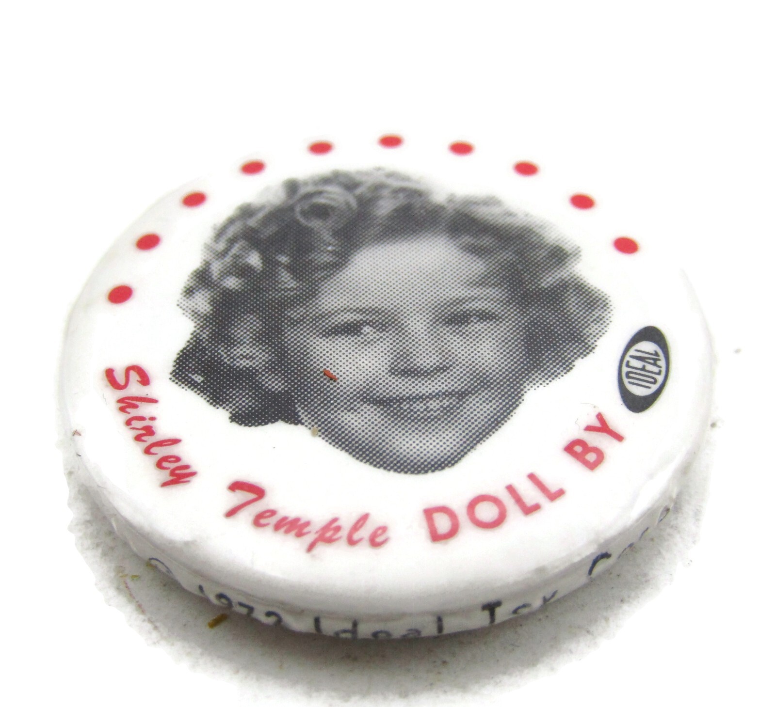 Vintage 1972 Shirley Temple Doll Promo Pinback Button Ideal Toy Co. Collectible