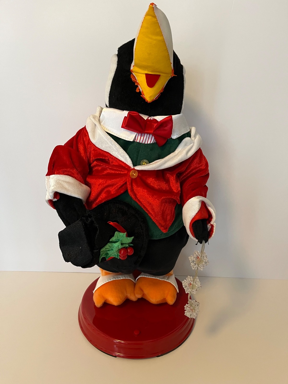 Gemmy Snowflake Spinning Penguin RARE Dances Sings Lights READ- VIDEO-NO TARIFF