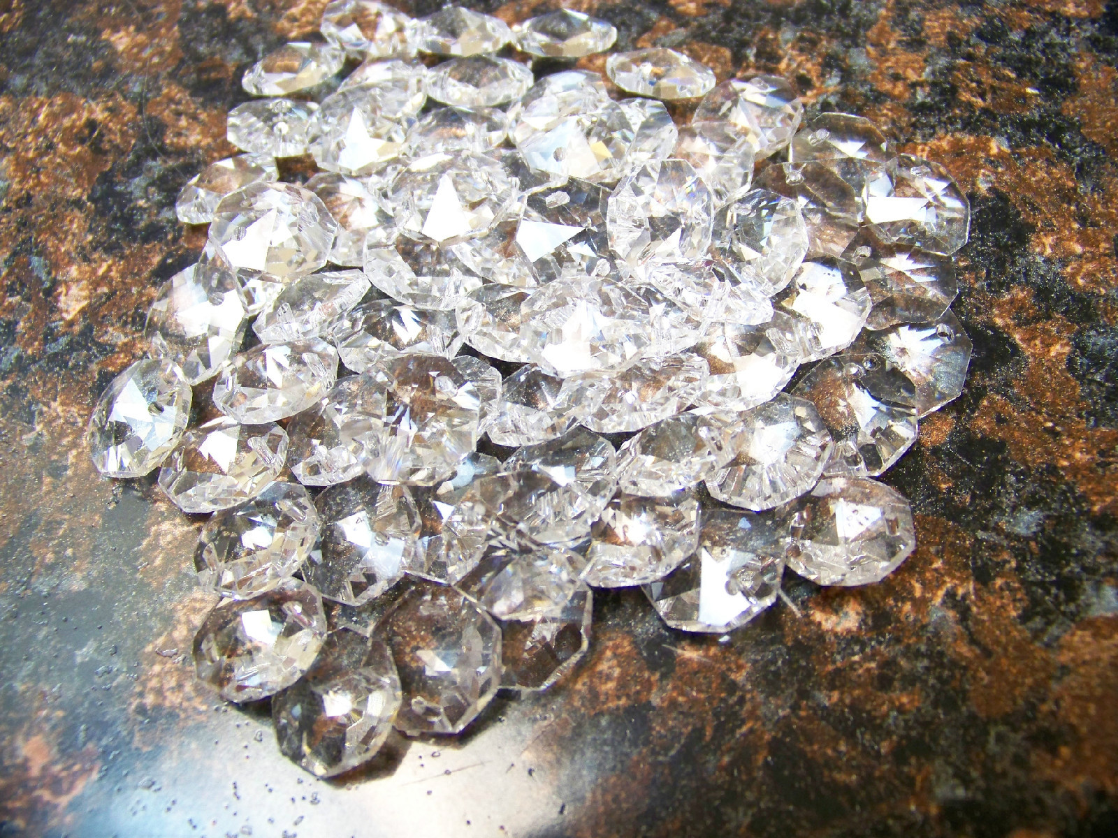  100- 14MM AAA 2 HOLE CLEAR OCTAGON CRYSTAL GLASS BEADS CHANDELIER CHAIN PART5