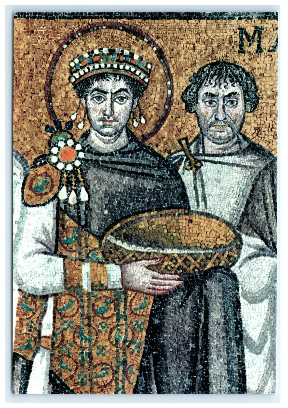 Mosaic Art Emperor Justinian Roman Postcard