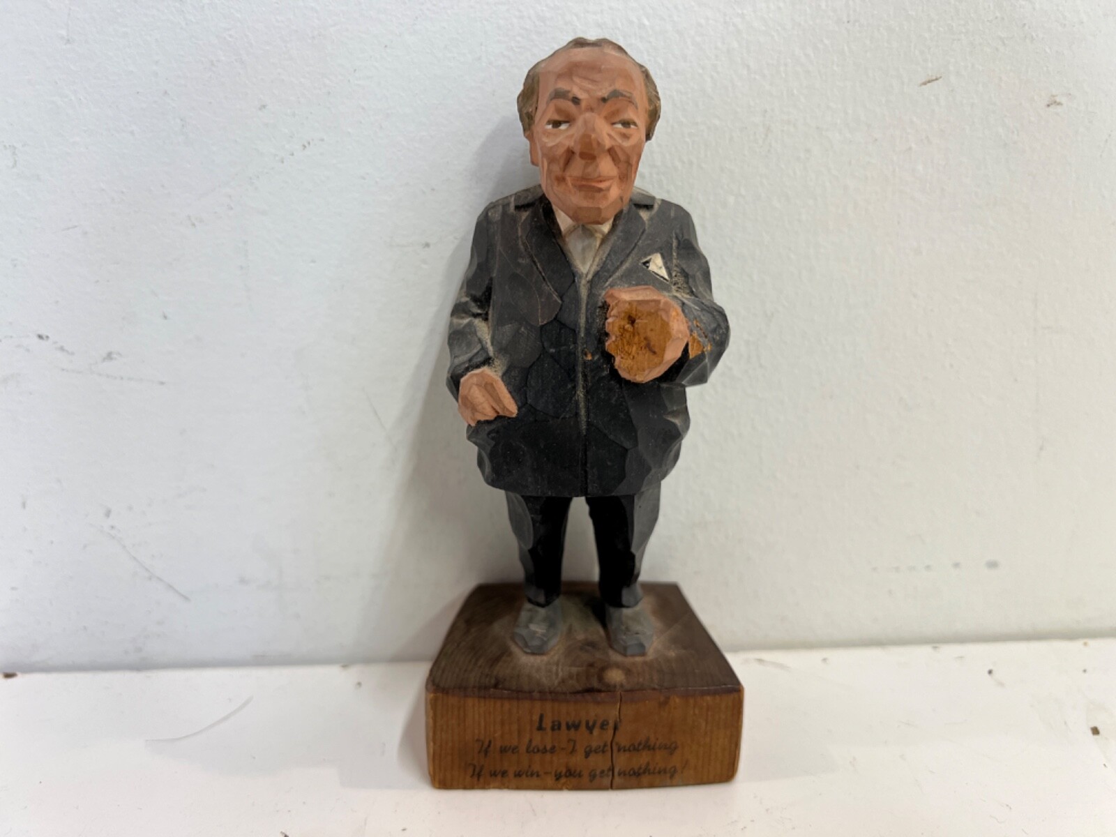Vintage Taschke Lawyer Hand Carved Wooden Sculpture Made in Austria Vintage Taschke Lawyer Hand Carved Wooden Sculpture Made in Austria