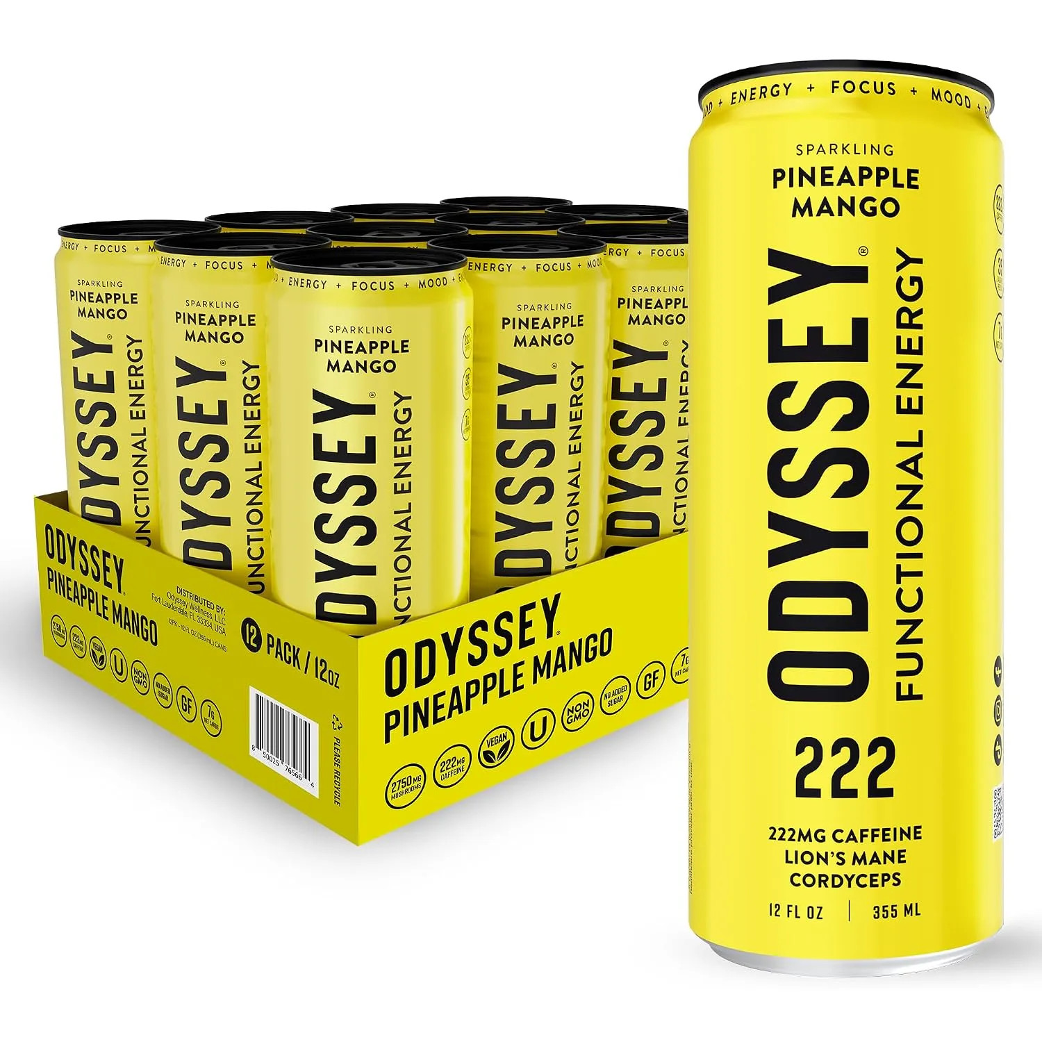 Functional Energy Drink Pineapple Mango Flavor 222mg Caffeine 12 Ounce Single... Functional Energy Drink Pineapple Mango Flavor 222mg Caffeine 12 Ounce Single...