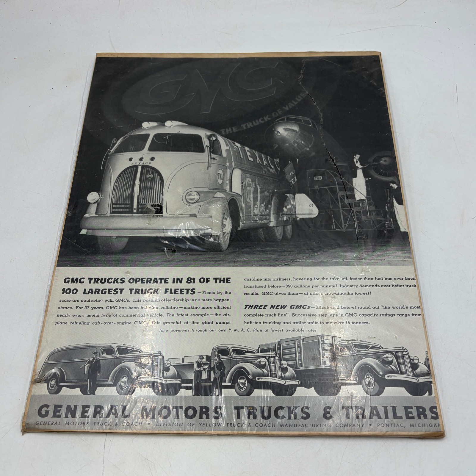 1930s GMC General Motors Texaco Aviation Fuel Tanker Truck Vintage Print Ad