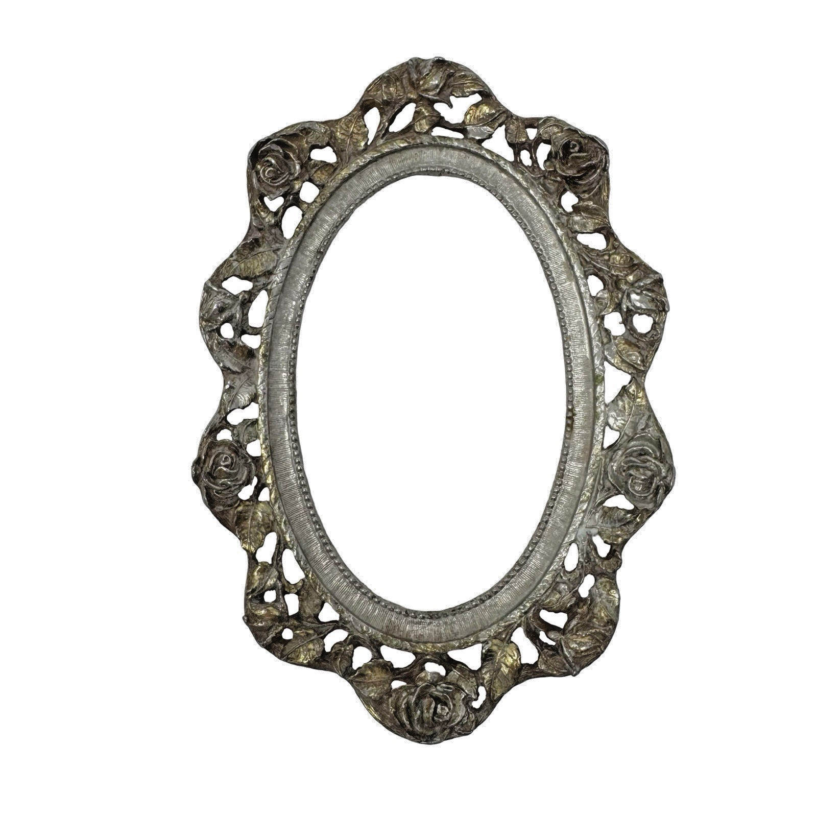 Vintage Matson 608 Ornate Gold Tone Oval Picture Frame Roses Hollywood Regency