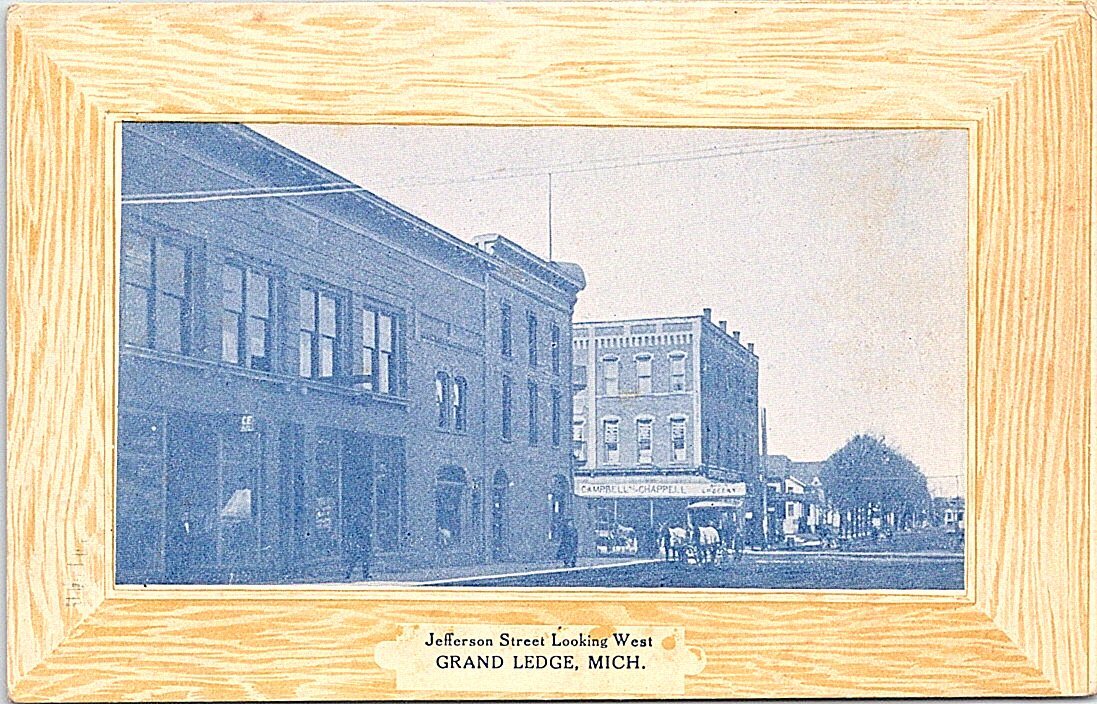 Grand Ledge Michigan LITHO Street Scene early 1900s