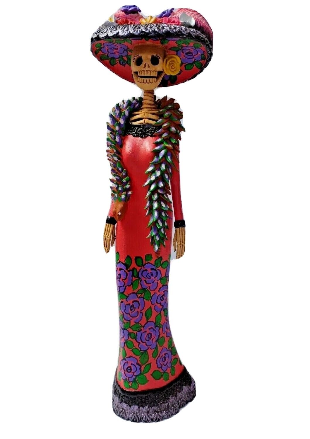 Mexican Catrina Sculpture Clay Pottery Woman Figure Day of the Dead Large 18\