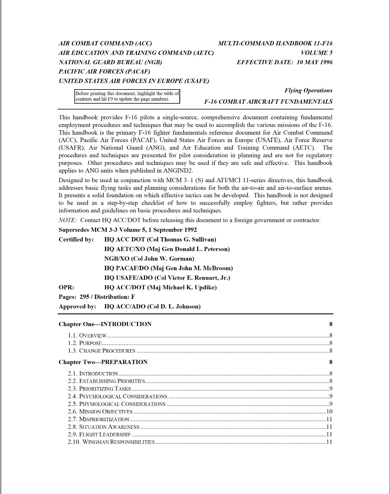305 Page 1996 F-16 FALCON COMBAT AIRCRAFT FUNDAMENTALS Volume 5 Handbook on CD