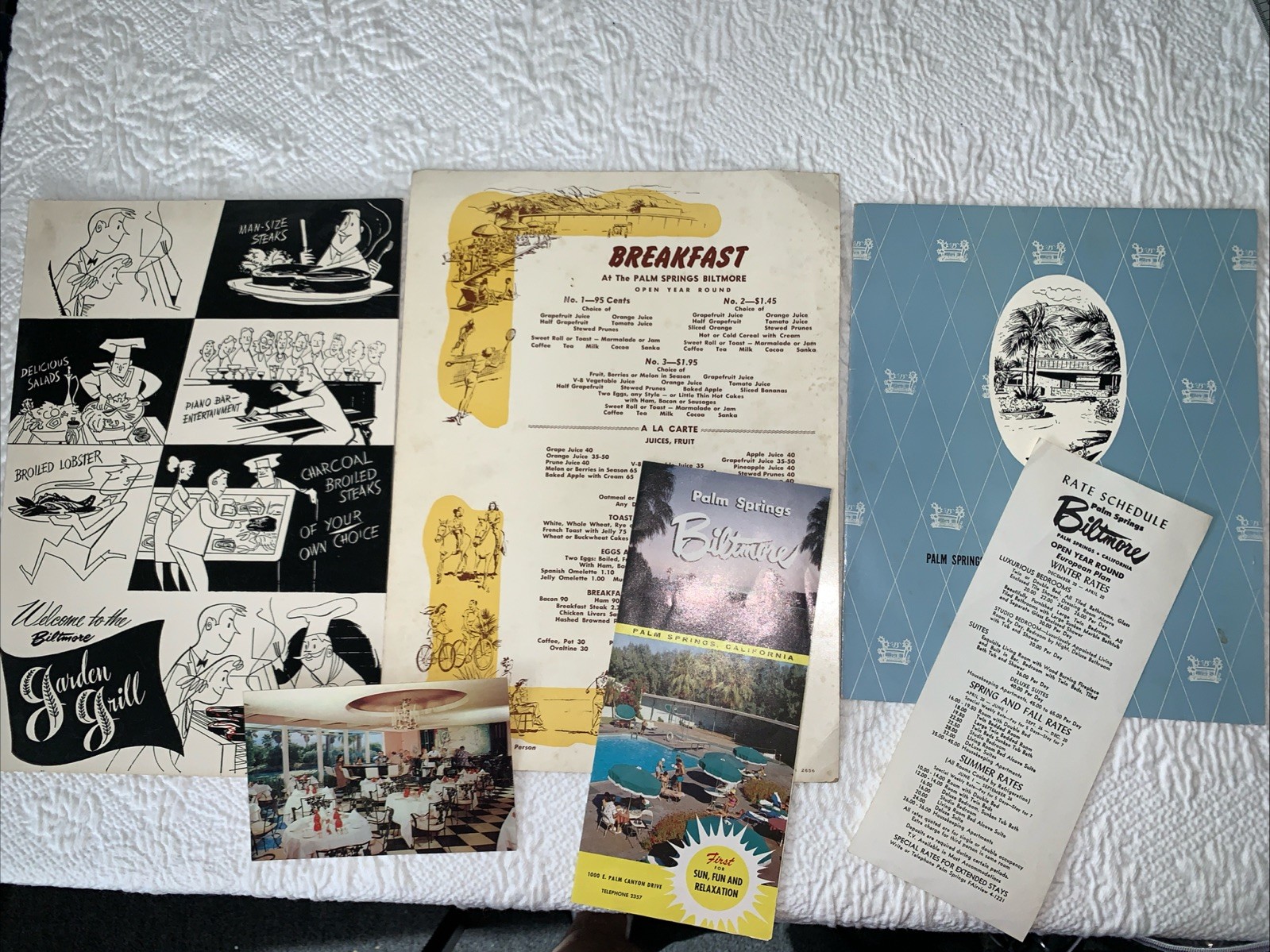Vtg The Palm Springs Biltmore Hotel Restaurant Menus Ephemera Lot Original