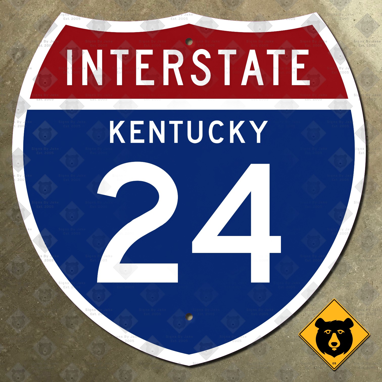 Kentucky Interstate 24 highway route marker sign Paducah Hopkinsville 18x18