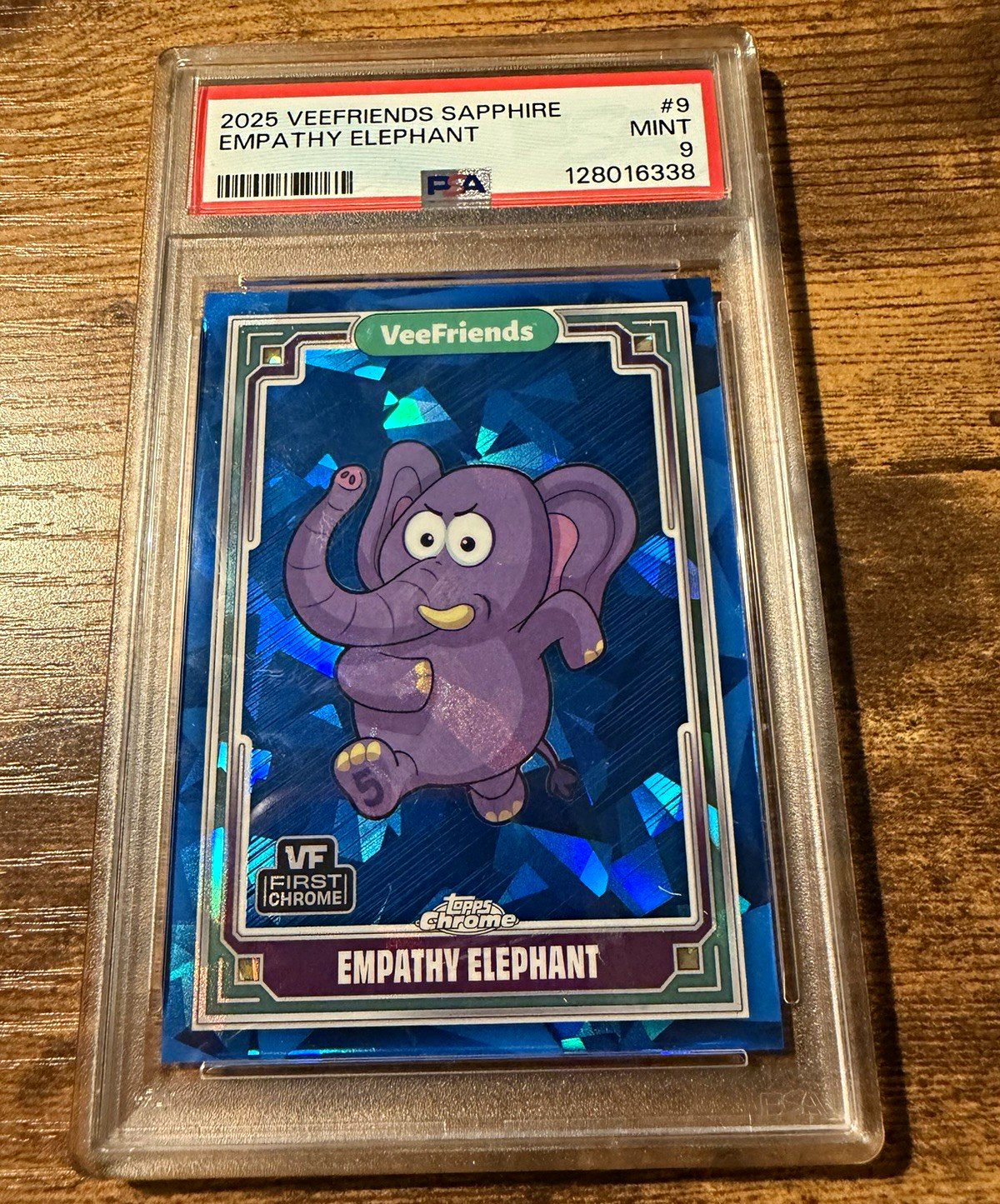 Topps 2025 VeeFriends Sapphire Empathy Elephant #9 1st Ed PSA 9 128016338