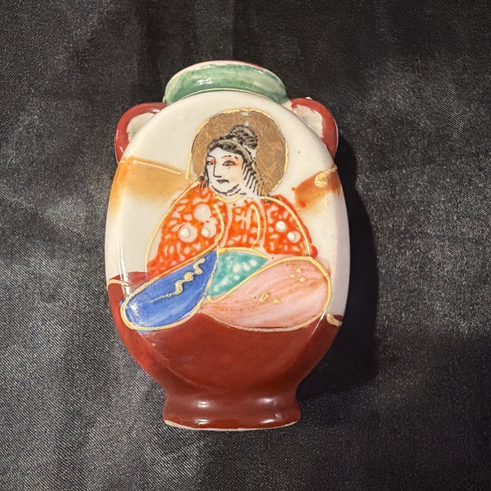 Vintage Miniature Porcelain Vase Occupied Japan 1940’s Hand Painted Gilded 2”