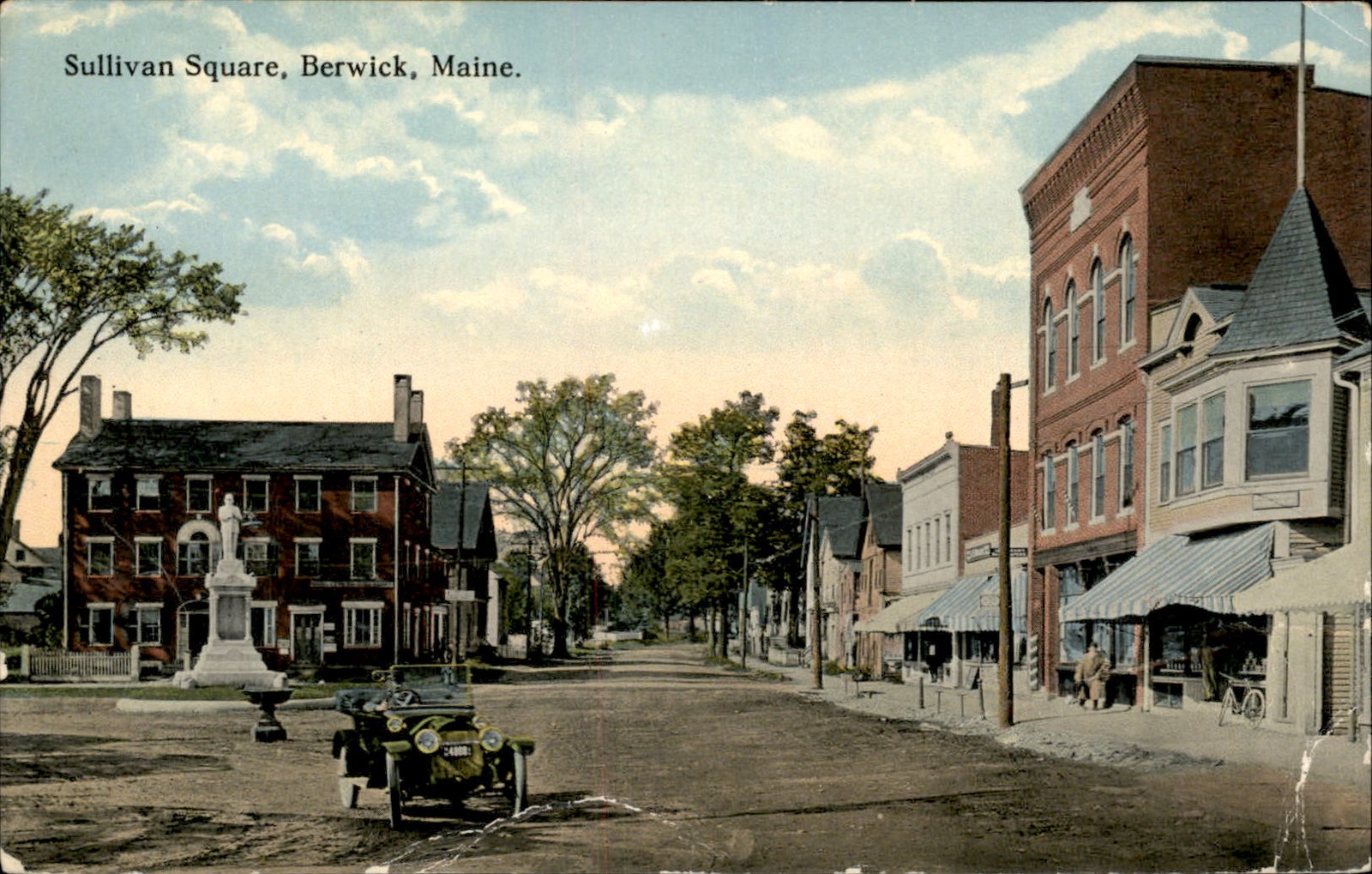 Berwick Maine ME Sullivan Square O. T. Photo Chrome c1920s-30s Vintage Postcard