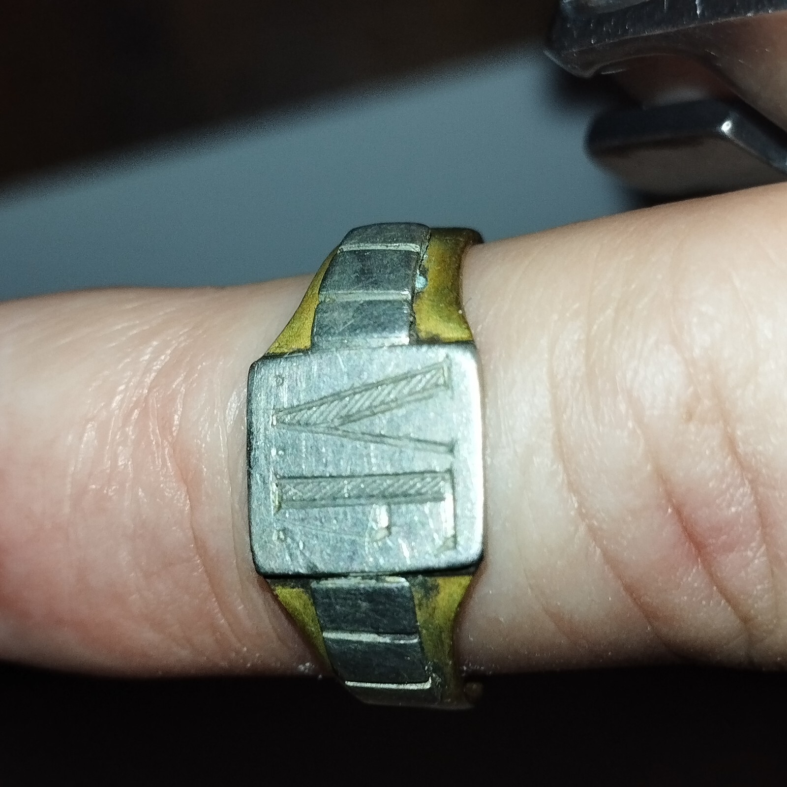 Hairy Ring for His Bride 14-18, WWI, Brass and Aluminum