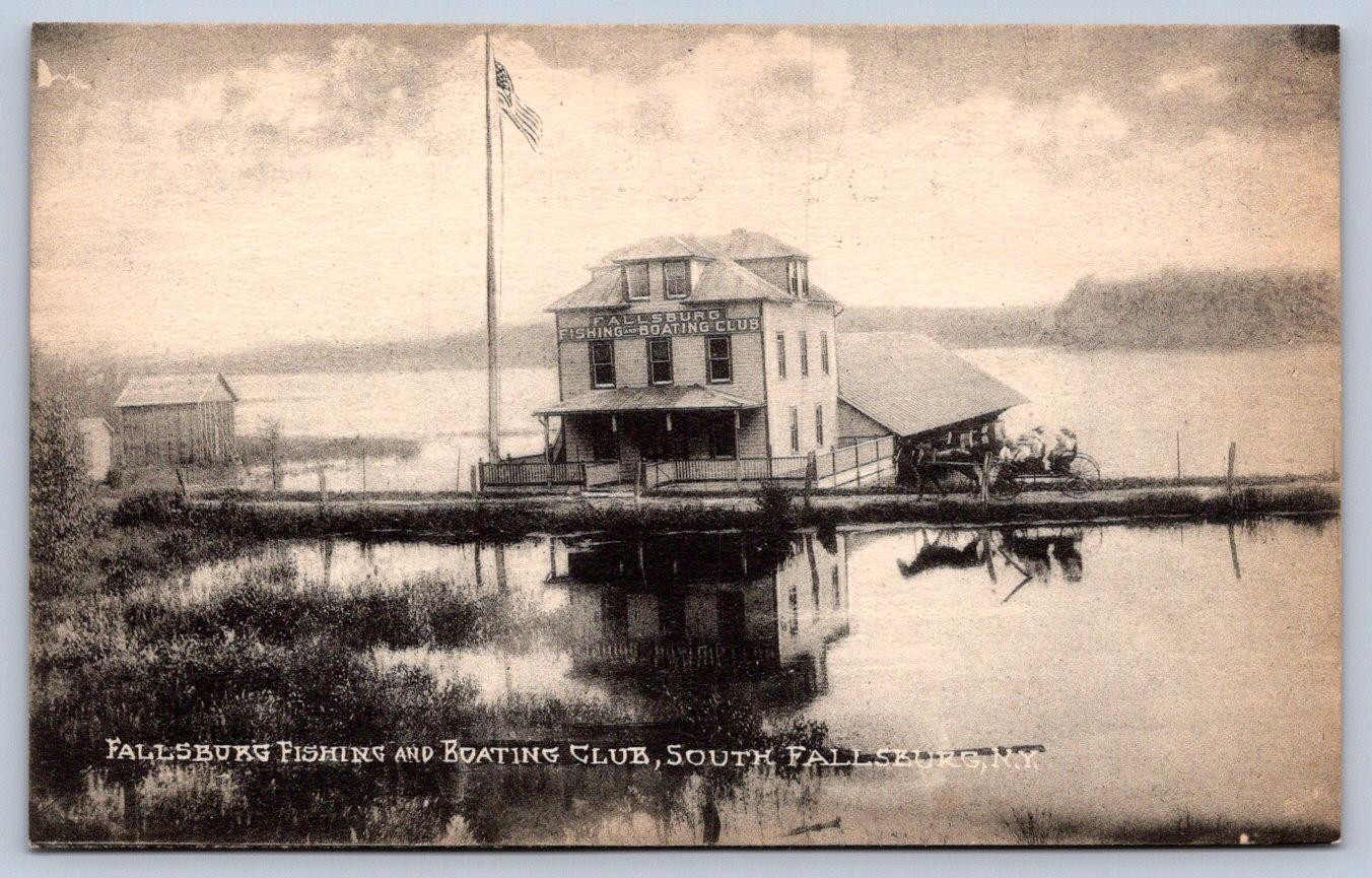 WA1/ South Fallsburg New York Postcard c1910 Fishing Boating Club 194