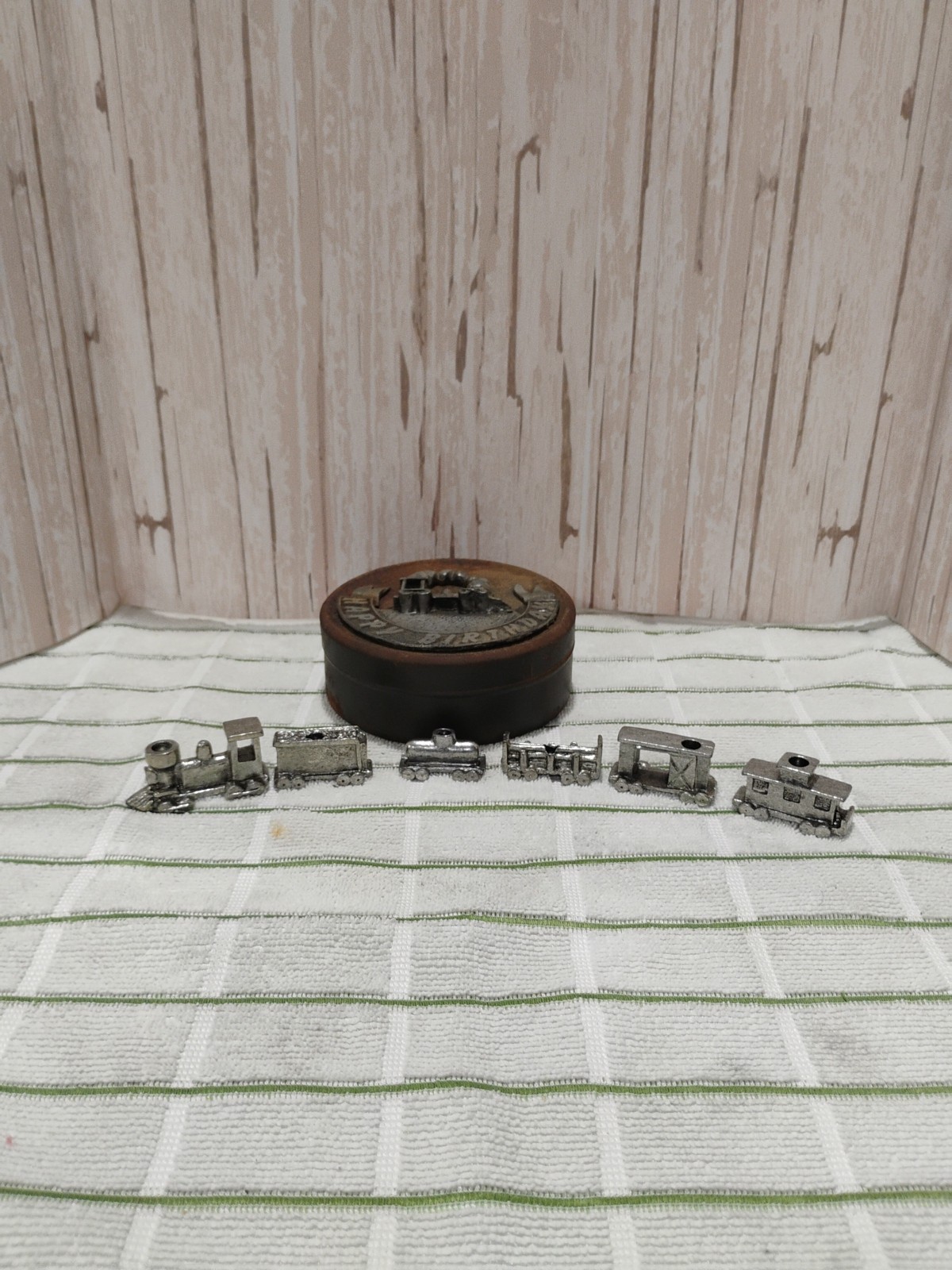 Metzke Pewter 6 Piece Miniature Train Set & Birthday Candle Holders 