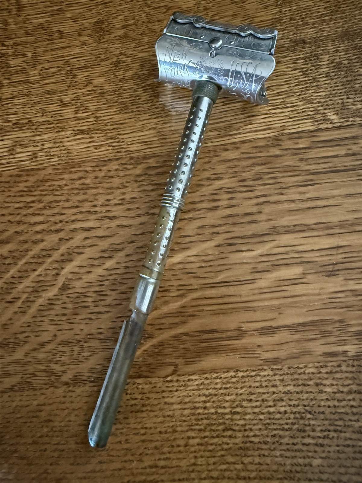 ANTIQUE NEW GEM SAFETY RAZOR PAT. 1898 BARBER SHOP SHAVING TOOL BLADE STROPPER 
