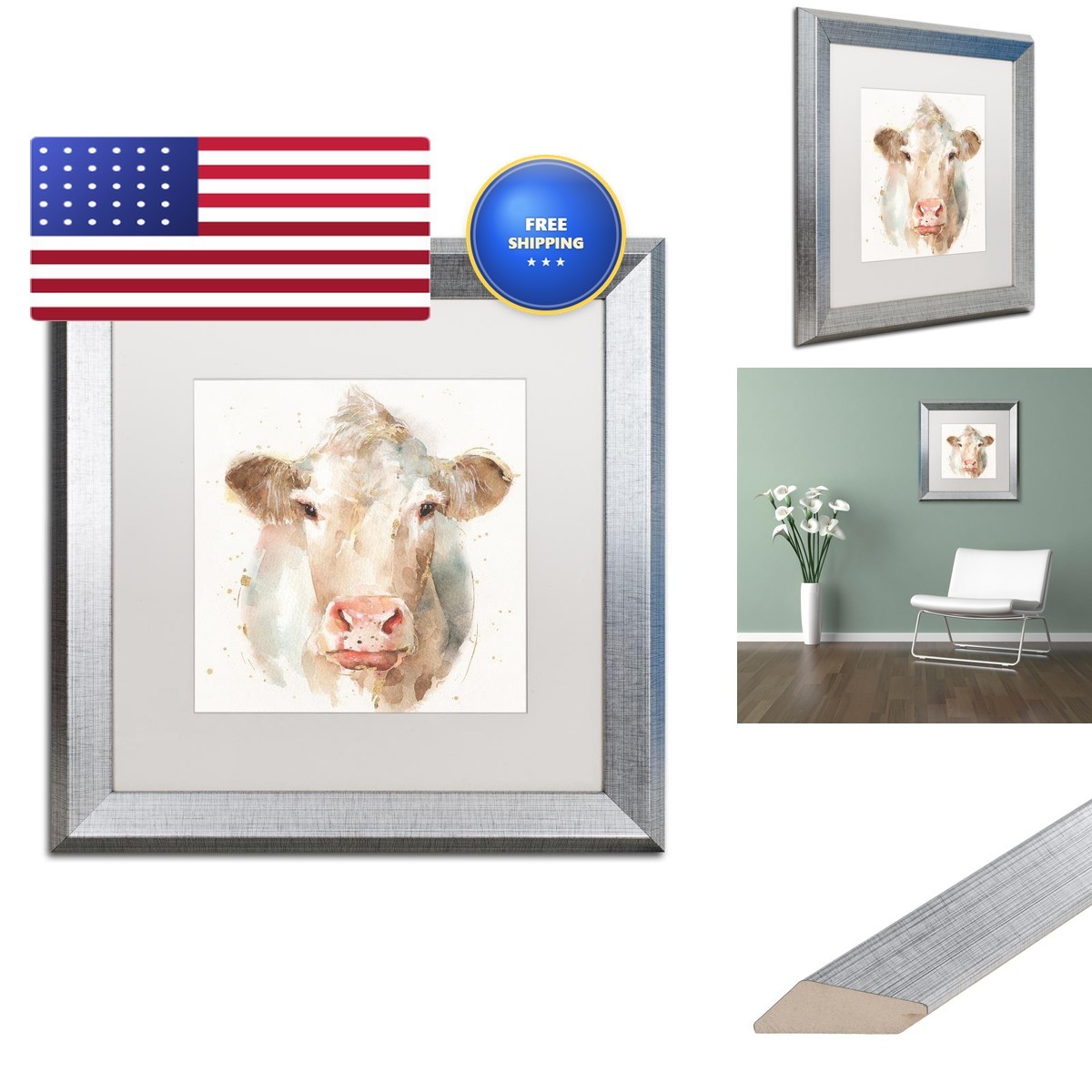 Trademark Fine Art Farm Friends II White Matted Silver Frame 16x16 Lisa Audit Trademark Fine Art Farm Friends II White Matted Silver Frame 16x16 Lisa Audit
