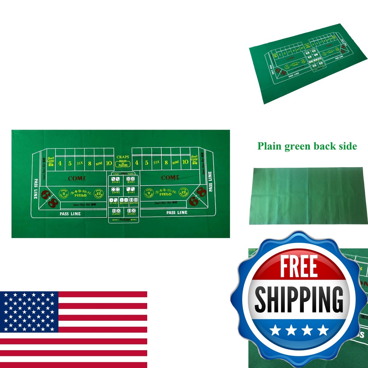 Craps Table Top Felt Layout 36\