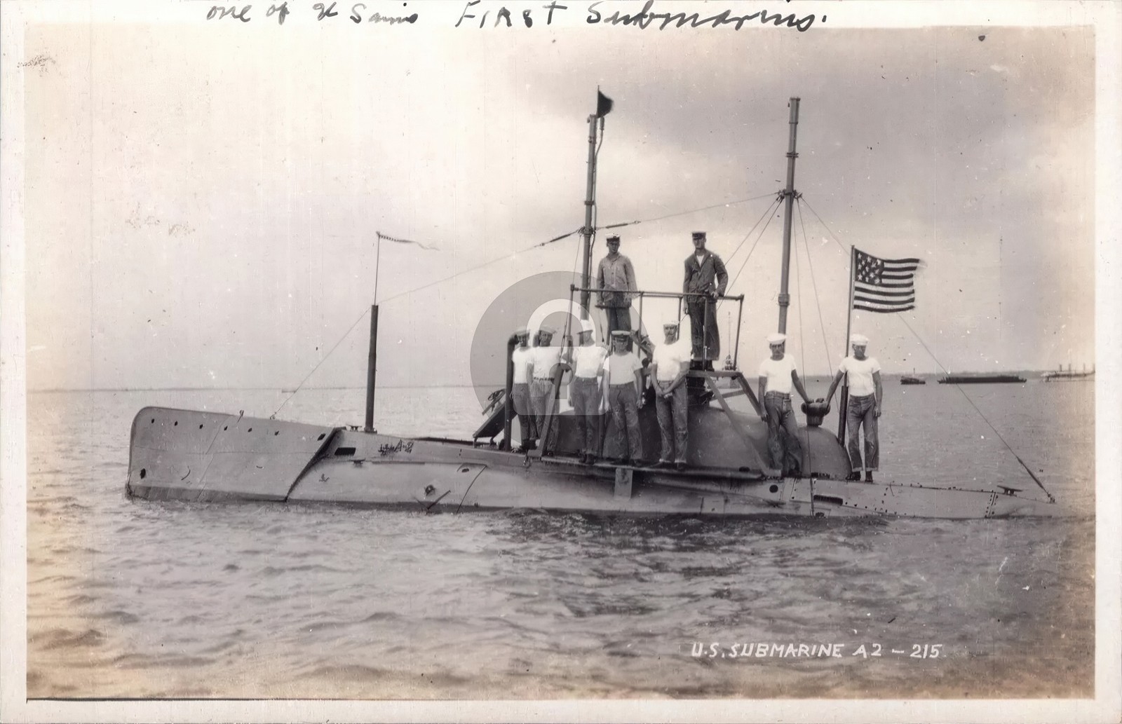 USS A-2 USS Adder Navy Submarine RPPC Photo Postcard COPY USS A-2 USS Adder Navy Submarine RPPC Photo Postcard COPY