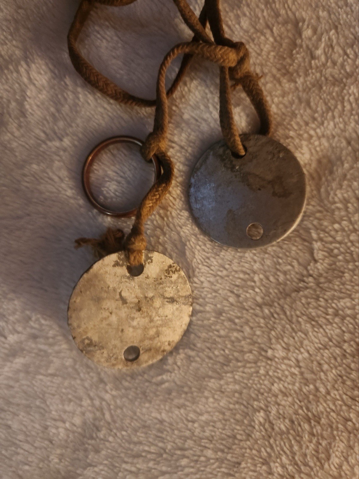 WWI U.S. Army Air Service Sgt Bill W Hanson Dog Tags Pair Original Cord Ring