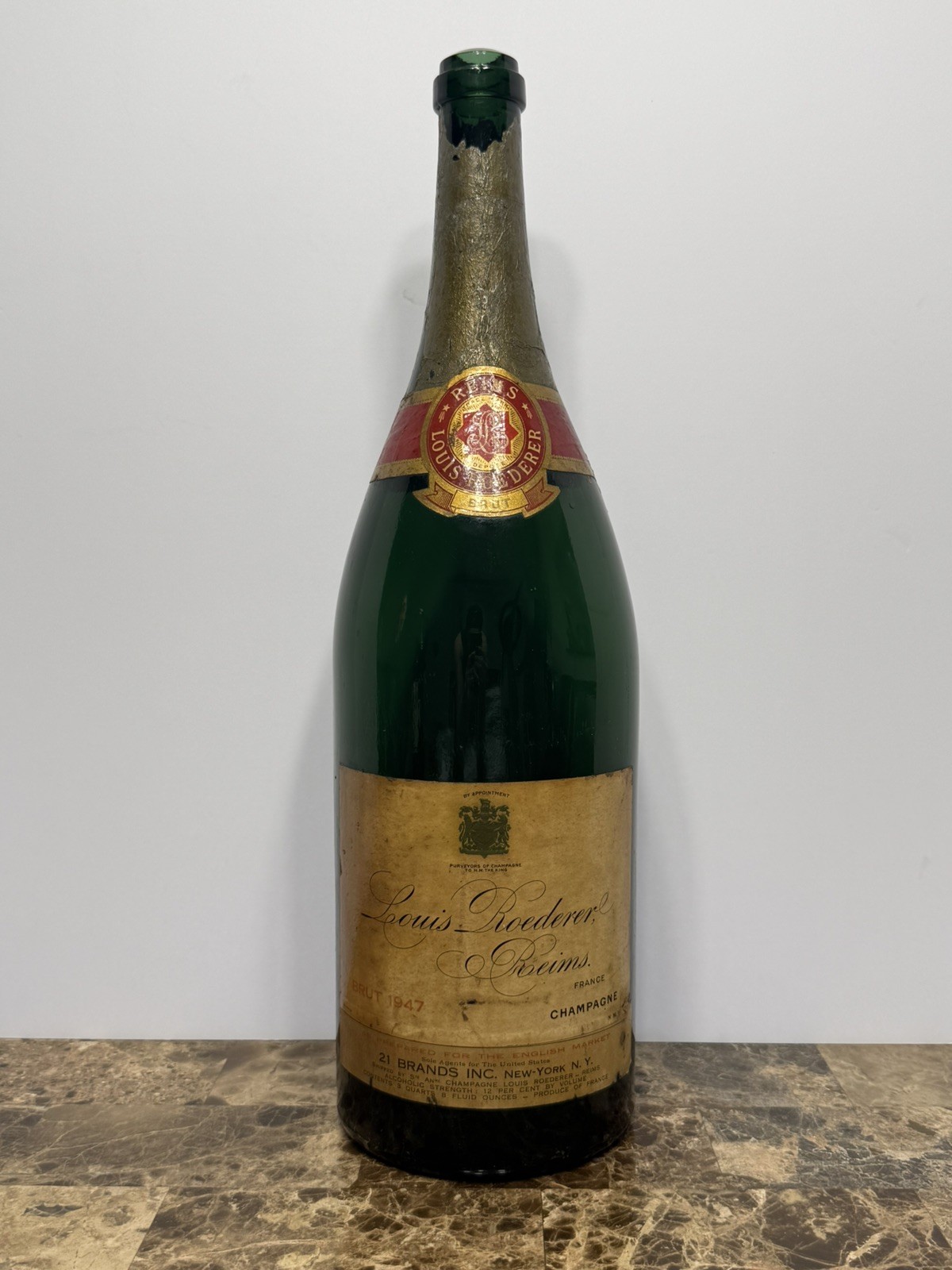 Vintage 1947 Louis Roederer Empty Champagne Display Bottle 3qt 8oz (3L) Jeroboam