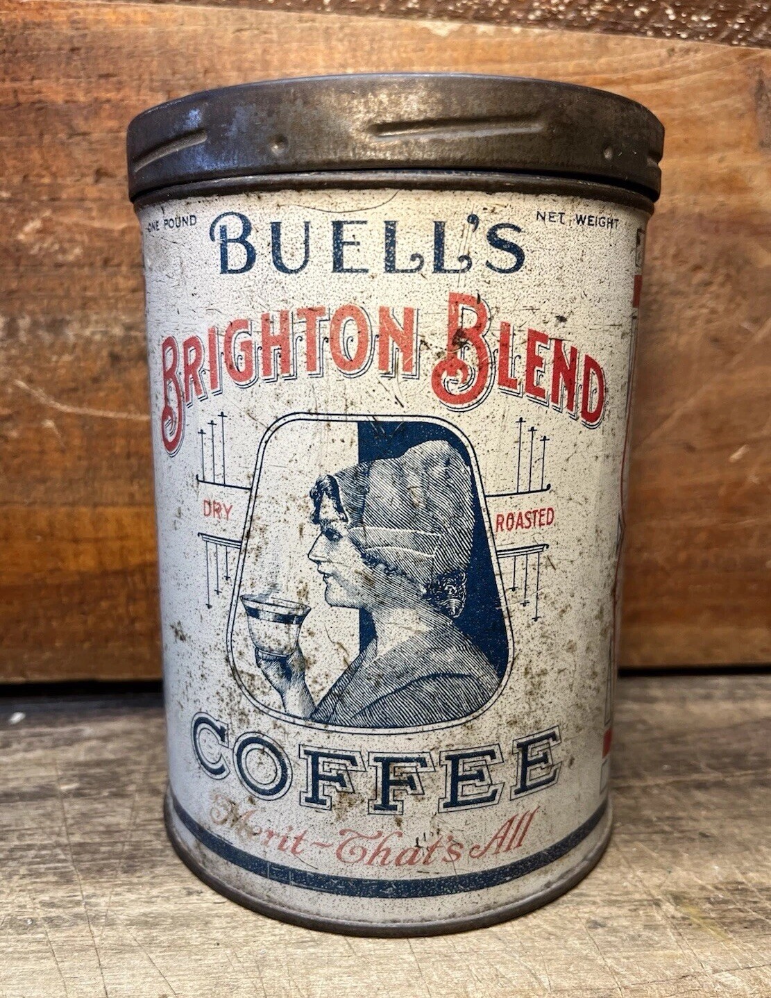 Antique Buell’s Brighton Blend Coffee 1lb Can Tin George Buell & Co Rochester NY Antique Buell’s Brighton Blend Coffee 1lb Can Tin George Buell & Co Rochester NY