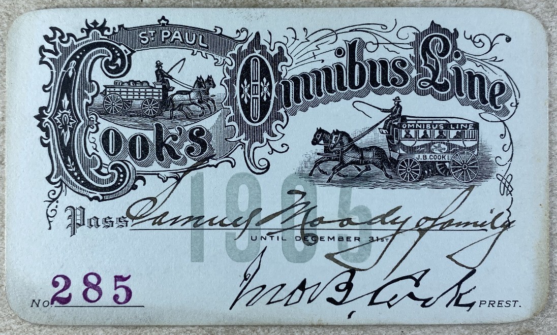 Antique 1905 Pass Cook\'s Omnibus Line St Paul