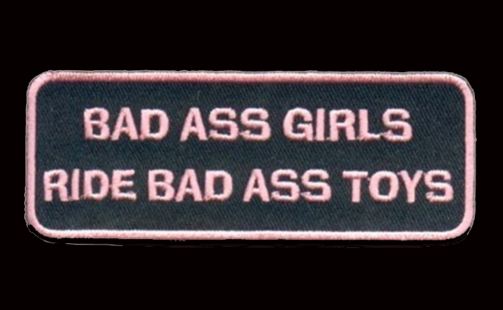BAD ASS GIRLS  RIDE BAD ASS TOYS PINK 4 INCH LADY BIKER PATCH