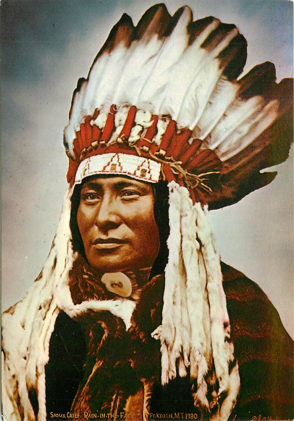 Hunkpapa Sioux Chief Rain-in-the-Face LA Huffman Native American Postcard