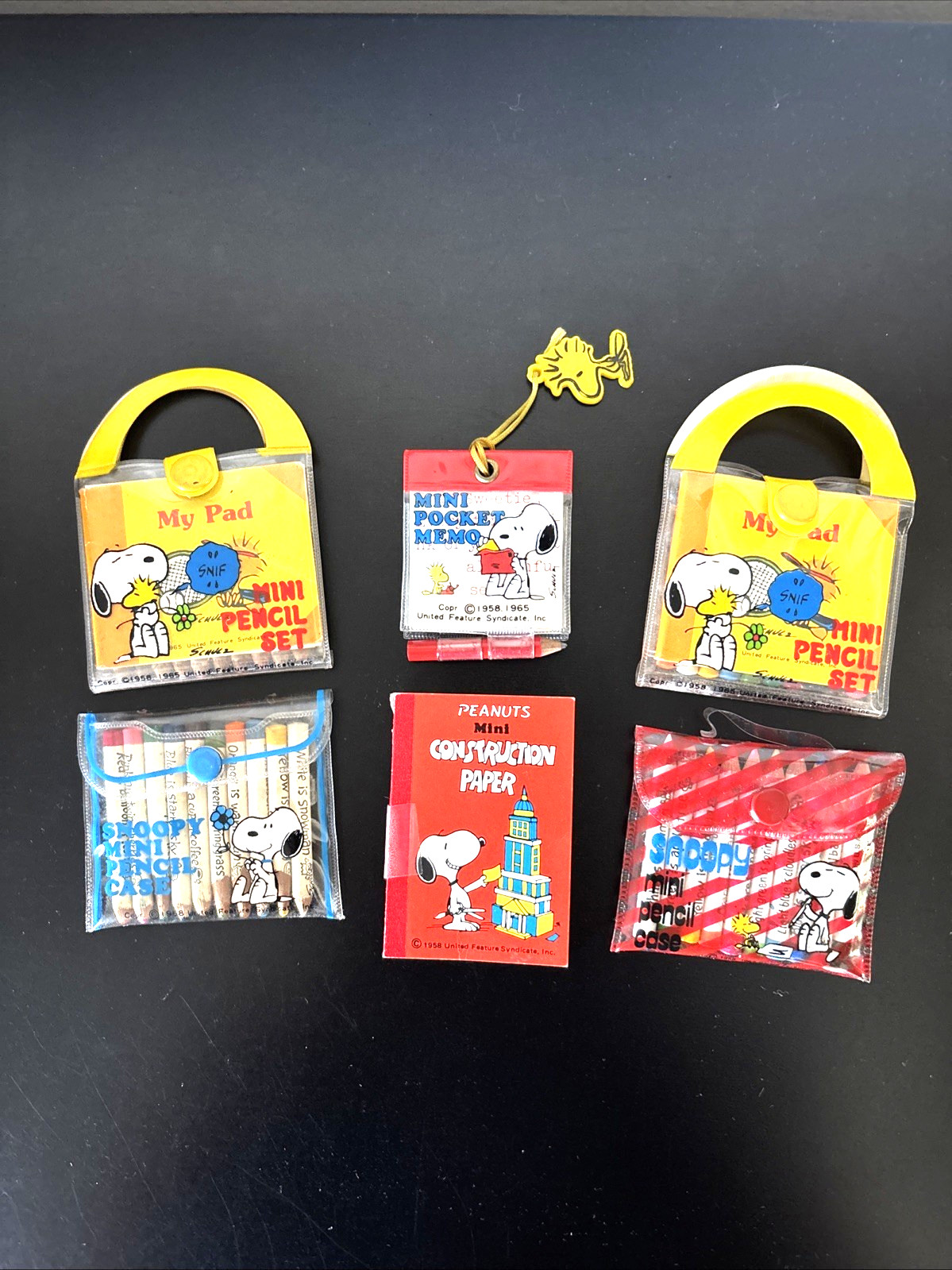 Vintage Miniature '58 '65 SNOOPY Pencils Paper Pouches and more Vintage Miniature '58 '65 SNOOPY Pencils Paper Pouches and more