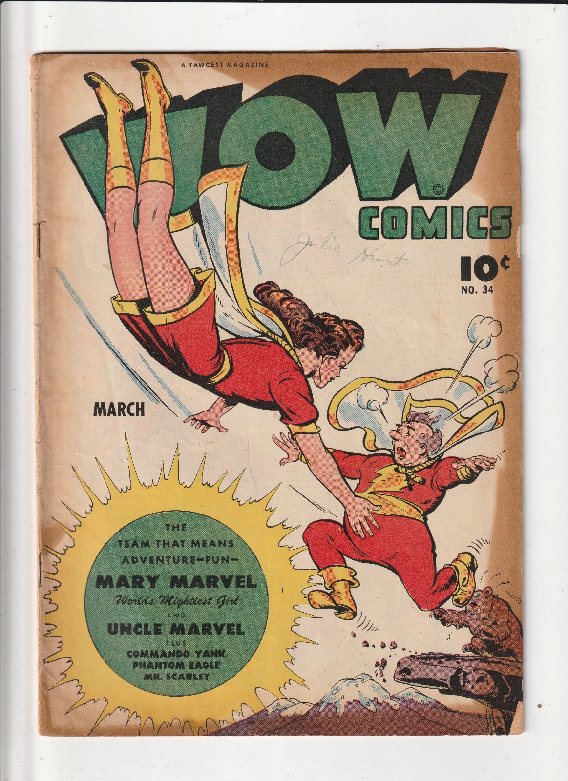 WOW COMICS #34 (Fawcett, 1945) VG+ ~ MARY MARVEL ~ SHAZAM WOW COMICS #34 (Fawcett, 1945) VG+ ~ MARY MARVEL ~ SHAZAM
