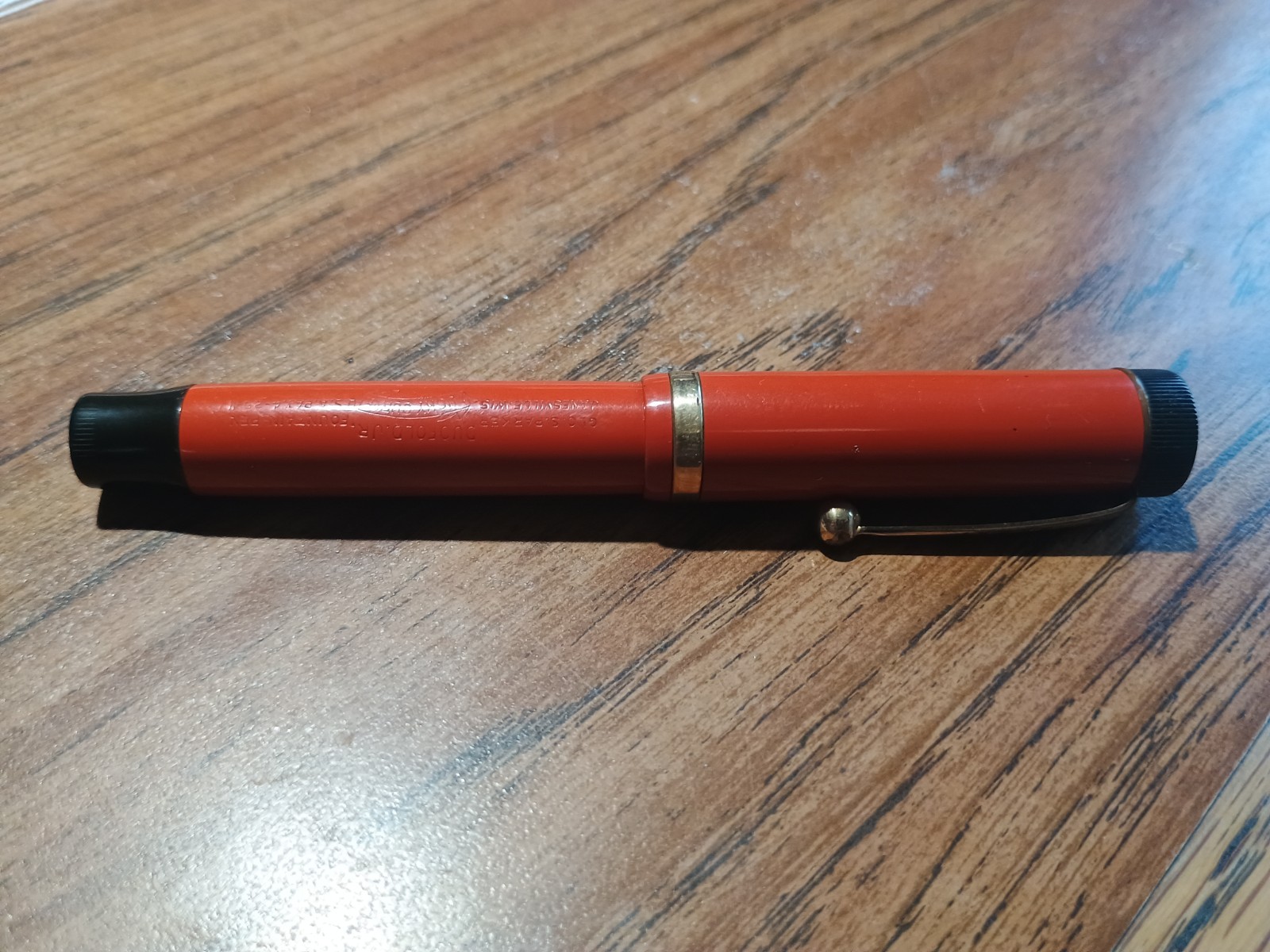 VINTAGE 1920s PARKER DUOFOLD LUCKY CURVE JUNIOR FOUNTAIN PEN orange gold 15-6