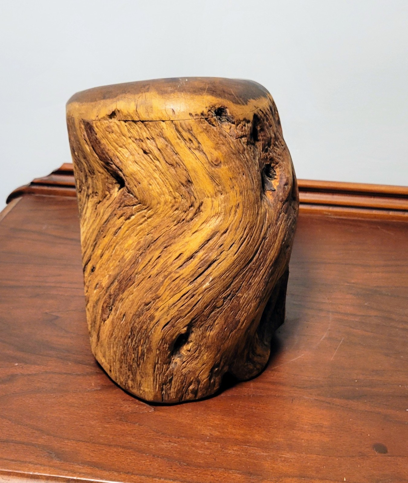 Burl Style Rustic Natural Wood Jewelry Trinket Box w/ Hidden Storage Compartment