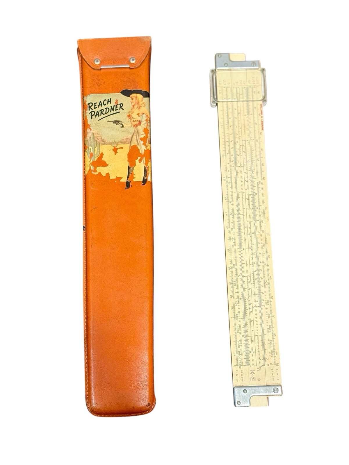 Vintage 1947 Keuffel & Esser K&E 4081-3 Log Log Duplex Slide Rule Case ARTWORK