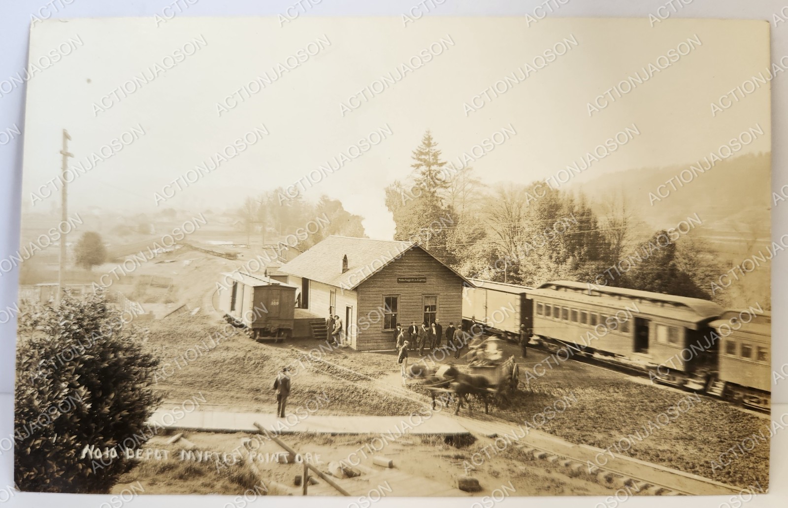 RPPC Railroad Depot Near Myrtle Point Oregon Passenger Car Wells Fargo Express RPPC Railroad Depot Near Myrtle Point Oregon Passenger Car Wells Fargo Express