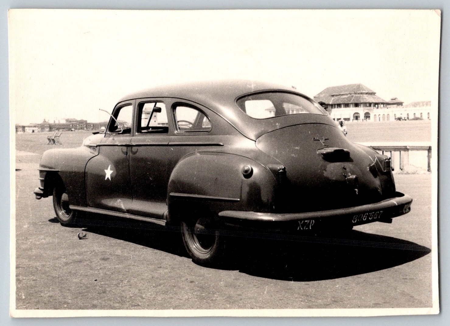 Vintage WW2 US Army Staff Car 1940s Dodge Chrysler Sedan Military Photo Original