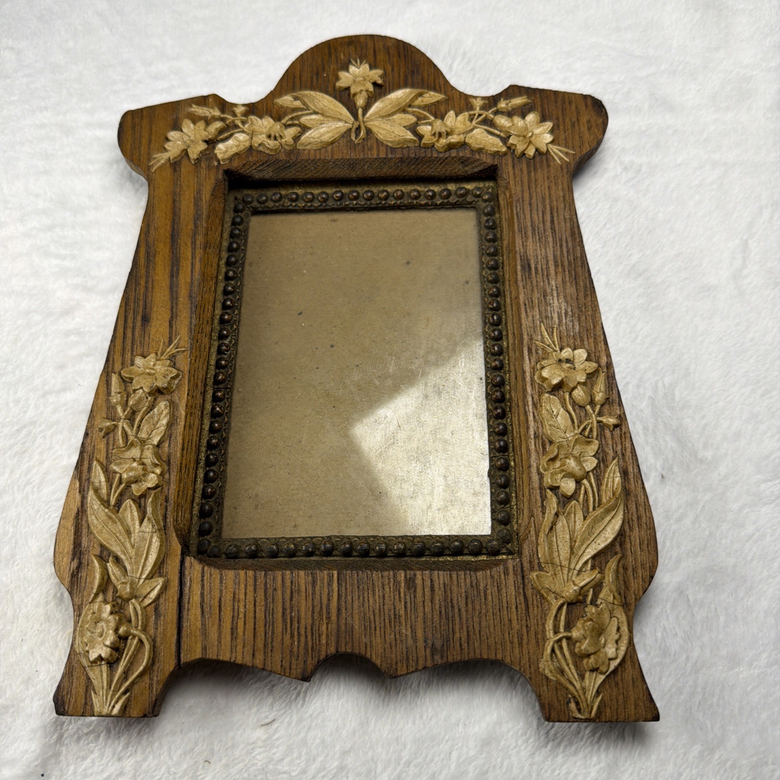 Antique Victorian Wood Picture Frame Floral Gesso Applied Decor Ornate 10” Antique Victorian Wood Picture Frame Floral Gesso Applied Decor Ornate 10”
