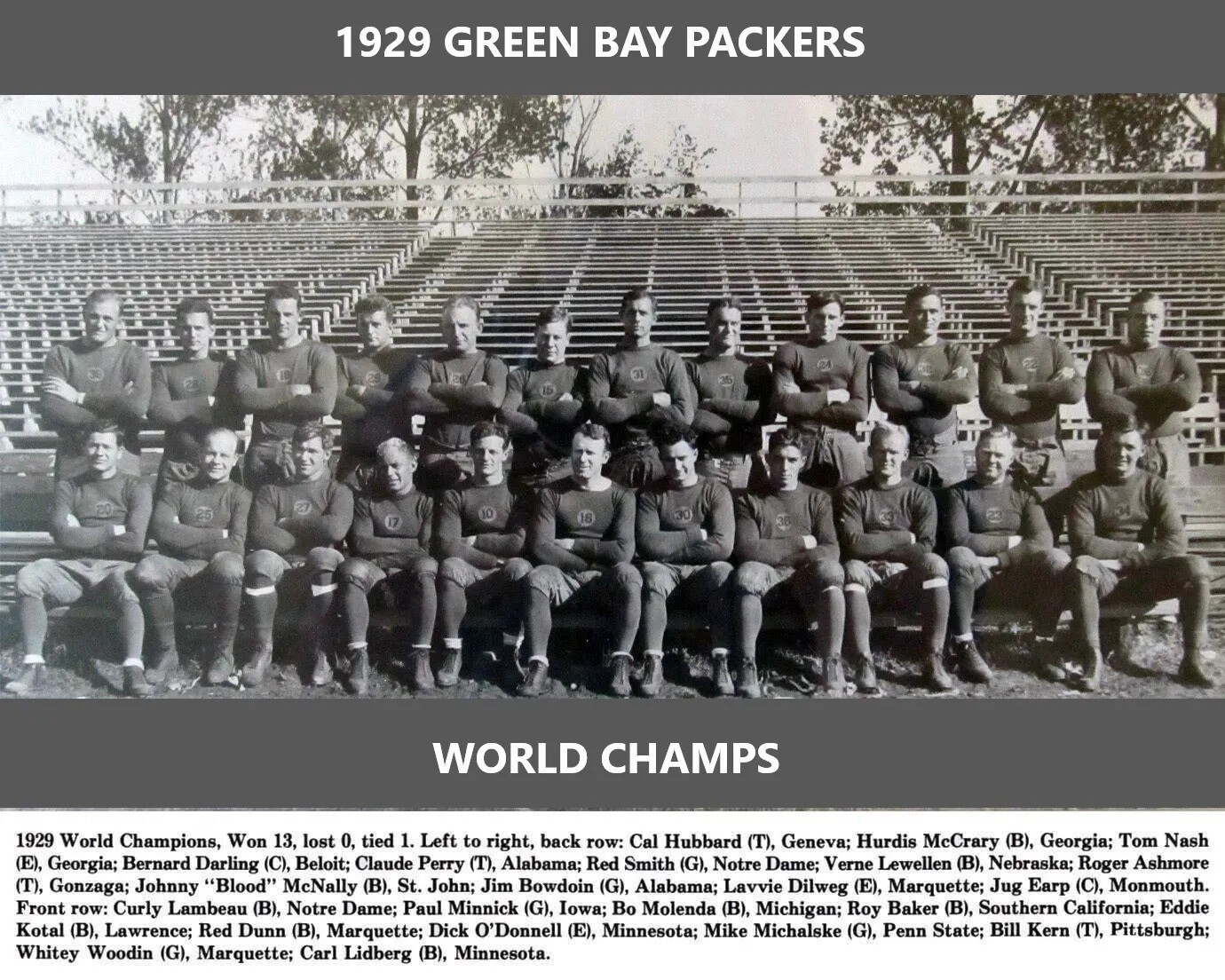 1929 Green Bay Packers Team Football Nfl World Champs 8x10 PHOTO PRINT REPRINT