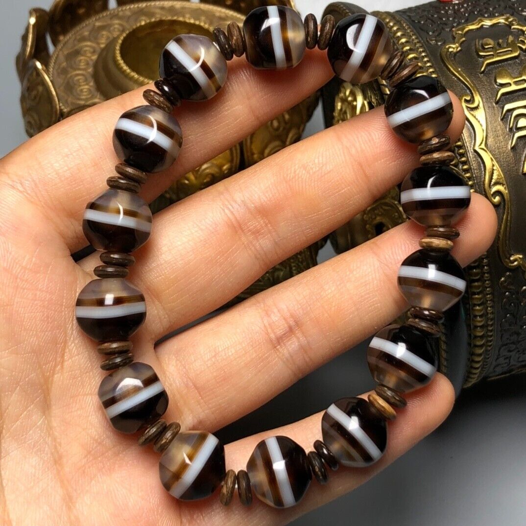 Ancient Himalayan Tibetan Nepalese Antiquity Old Dzi Bracelet Talisman Beads