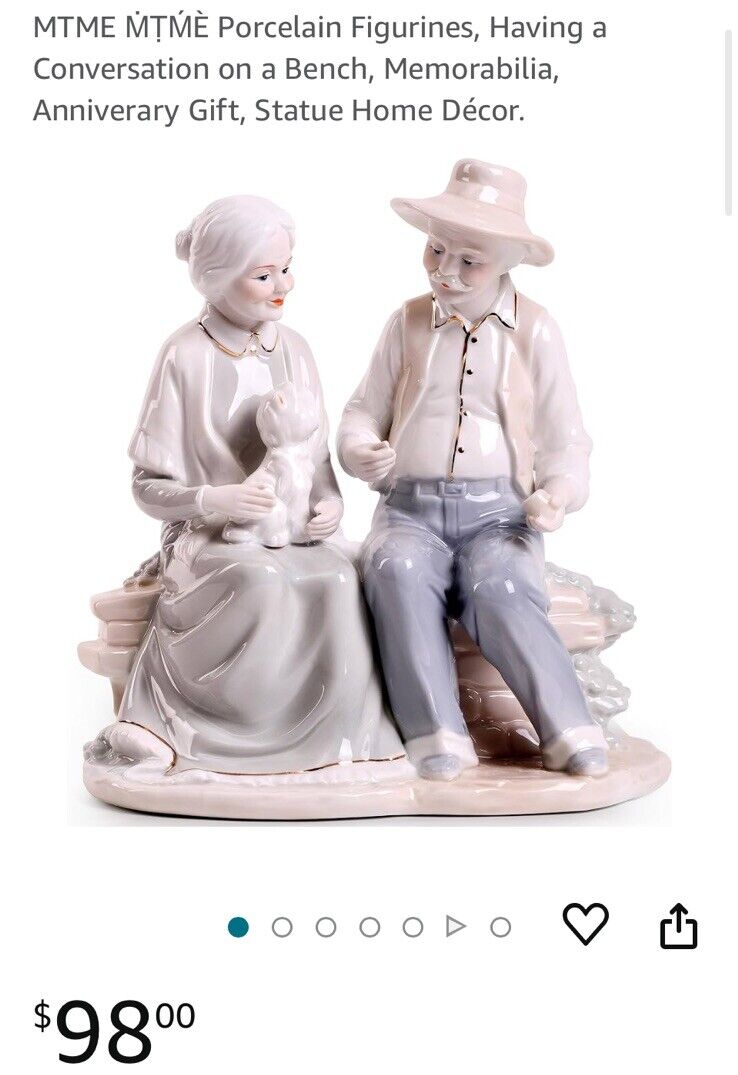 MTME Porcelain Figurine Having A Conversation On A Bench Memorabilia Anniversary