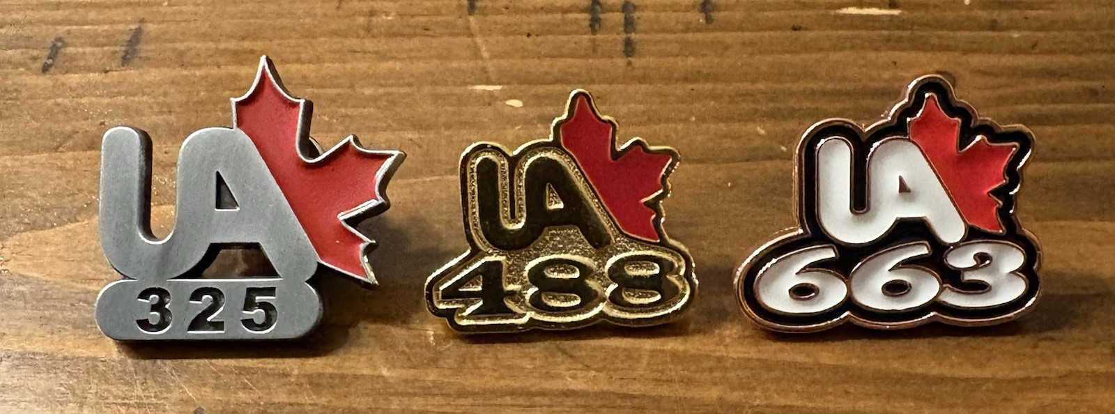 UA Local 663–488–325 Canada United Association ( 3 ) Pins
