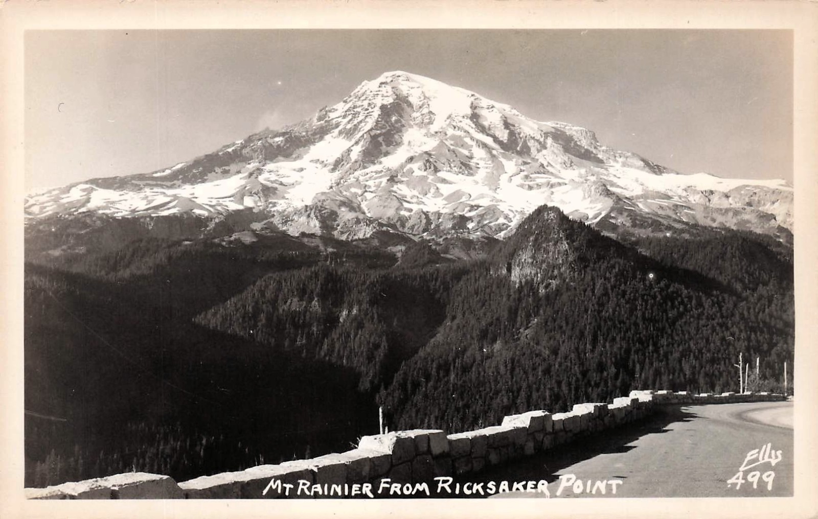 RPPC Mt Rainier from Ricksecker Point Photo Vtg Postcard 4A