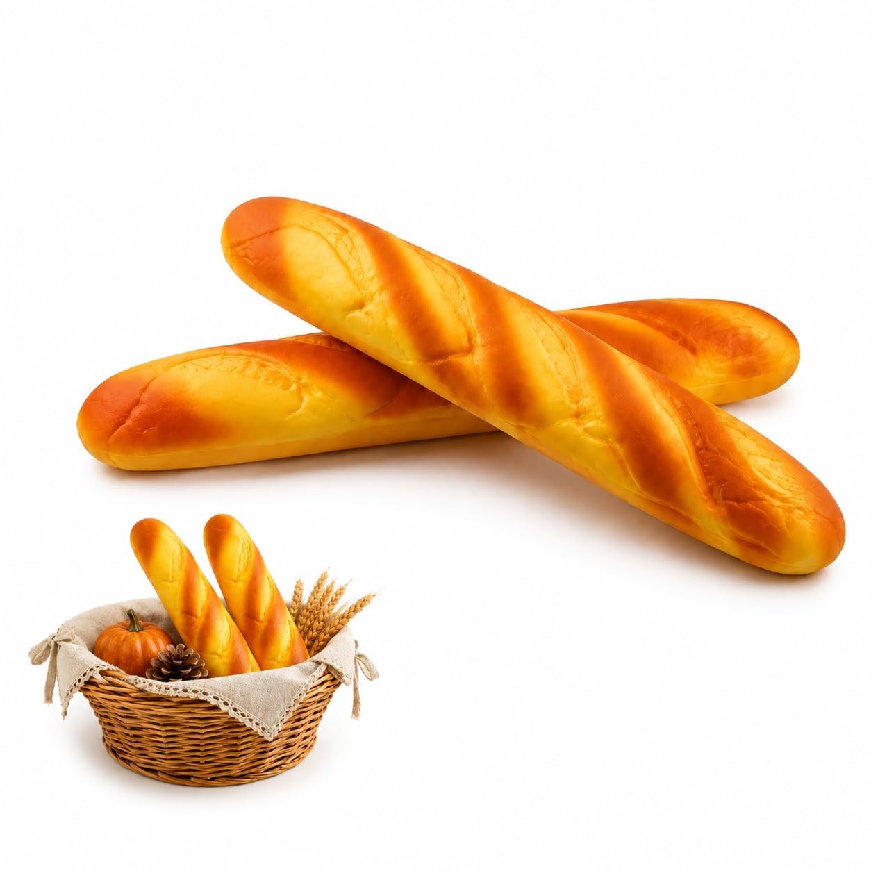 2 PCS Fake Baguettes 13.5 Inch Realistic Artificial Bread Kitchen Bakery Decor 2 PCS Fake Baguettes 13.5 Inch Realistic Artificial Bread Kitchen Bakery Decor