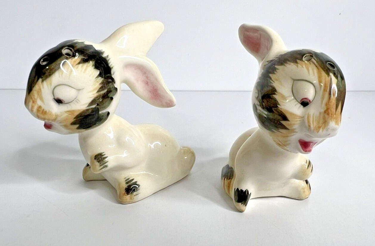 Vintage Bunny Rabbits Salt & Pepper Shakers Japan Anthropomorphic Cottagecore